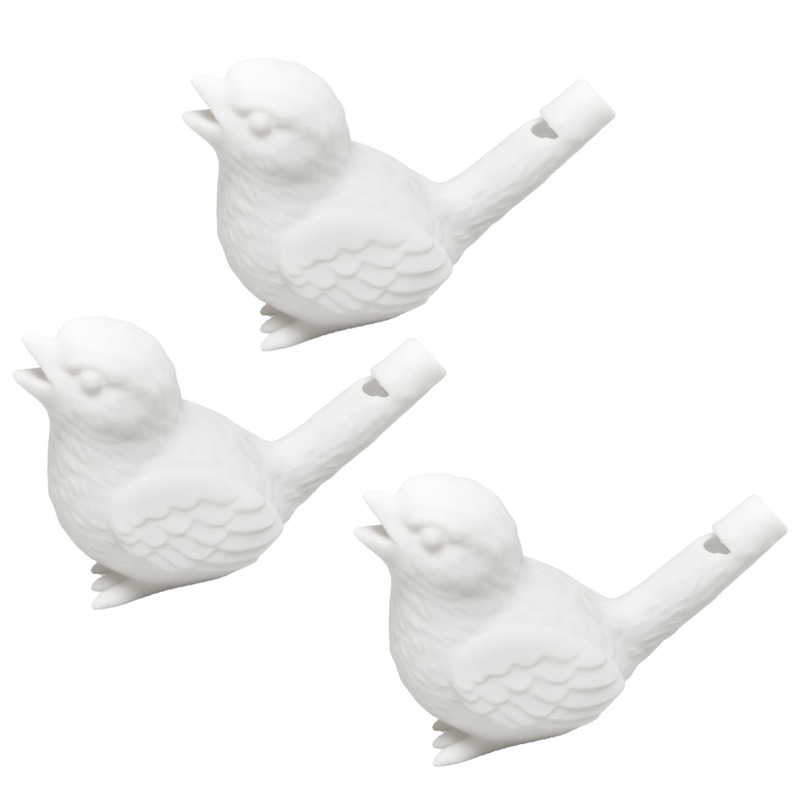 TEMU 3pcs Set Of White 3d-printed Whistles. After Filling Them With Water, Blown To Produce Vivid Bird Chirping Sounds. Serve As Exquisite Tabletop