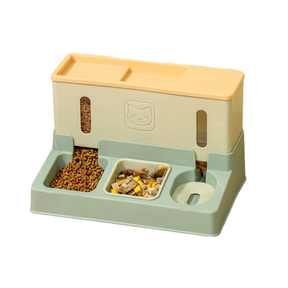 Automatic Cat Feeder Water Dispenser Set, 3 In 1 Tilted Automatic Pet Food And Water Feeder For Indoor Cats, Without Battery - Image 5