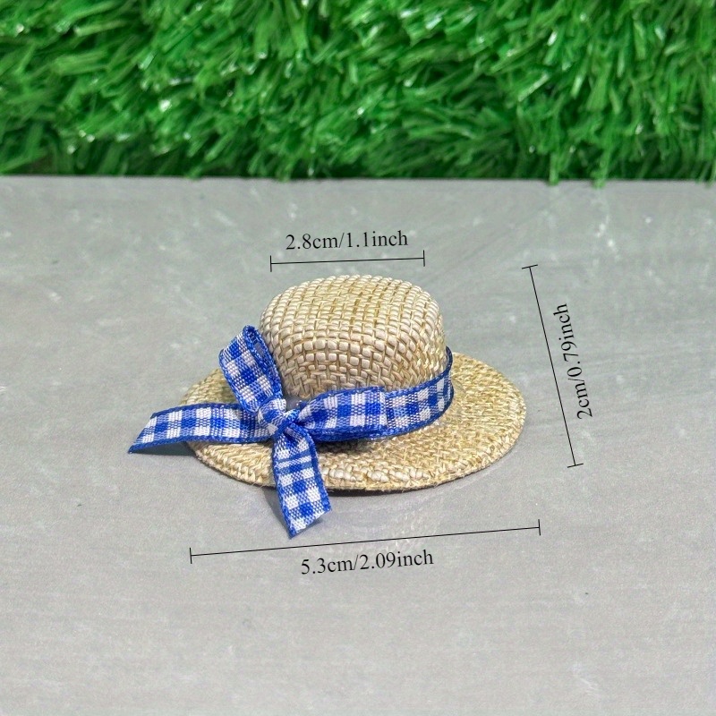 mini knitted straw hat set beach hat straw hat knitted bow Temu