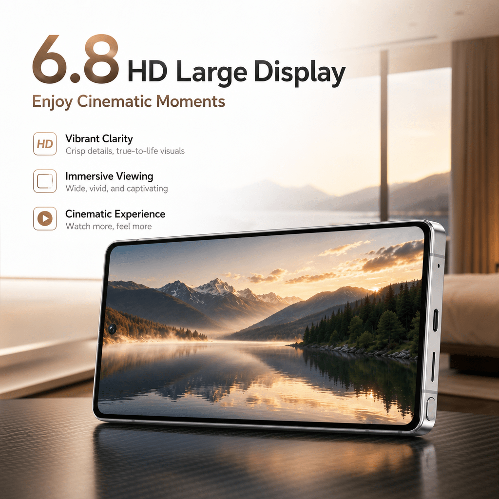 unlocked   mobile travel phone 6 8 inch hd screen 4 64gb expandable storage   face fingerprint unlock complete kit for elderly Product details 1