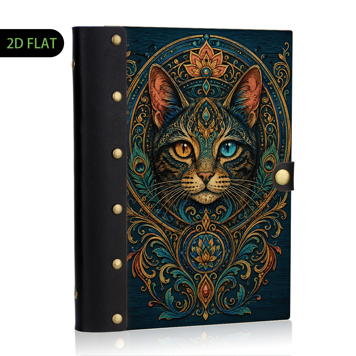 TEMU 1pc 2d Hardcover Notebook, 100 Pages, Leather Rivet , Wooden Hard Cover Design, Loose Leaf Binder Journal, High Quality Eye Friendly , Vintage