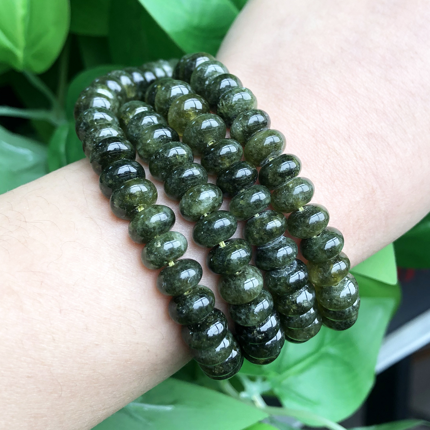 TEMU 5x8mm Natural Stone Dark Green Chalcedony Flat Abacus Beads Elegant Loose Beads For Jewelry Making Bracelets, Necklaces, Earrings, Handicrafts