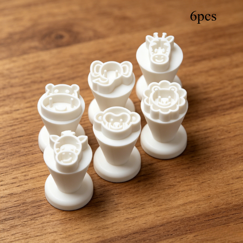 TEMU 6pcs Cartoon Animal Clay Embossing Stamp Set, Mini Cartoon Hippopotamus, Giraffe, Monkey, Lion And Elephant Embossing Stamp Tools, Suitable For