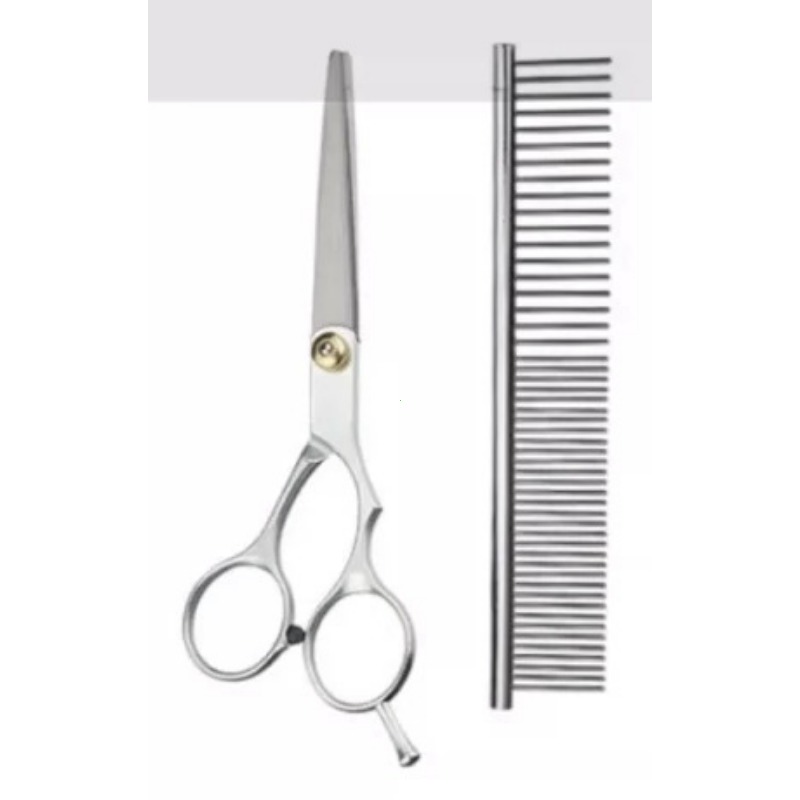 TEMU 2pcs Professional Stainless Steel Hair Scissors And Comb Set, Sharp Smooth Hair Cutting And Combing Combination, Lightweight And Portable,
