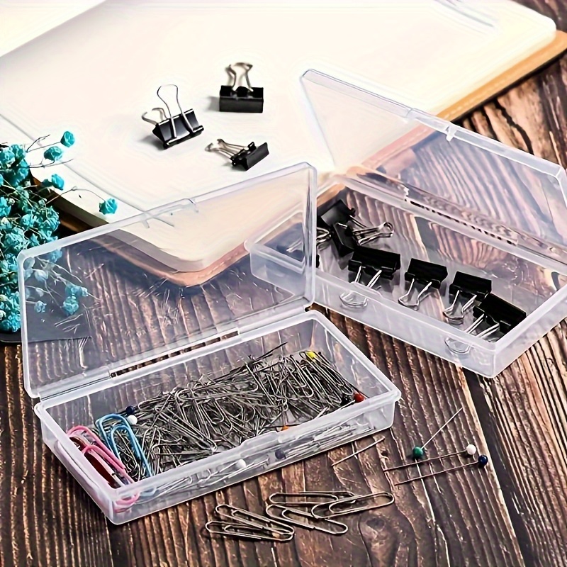 10pcs clear plastic storage boxes with snap close lids stackable organizer containers transparent closet drawer shelf storage for jewelry crafts   space saving clear boxes secure snap closure     sturdy construction office workers Product details 3