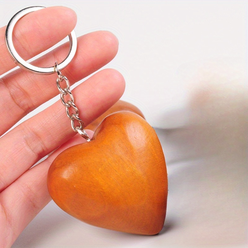 TEMU Portachiavi a Cuore in Legno, Pendente a Cuore 3D a , Portachiavi per San Valentino, Portachiavi a Forma di Cuore