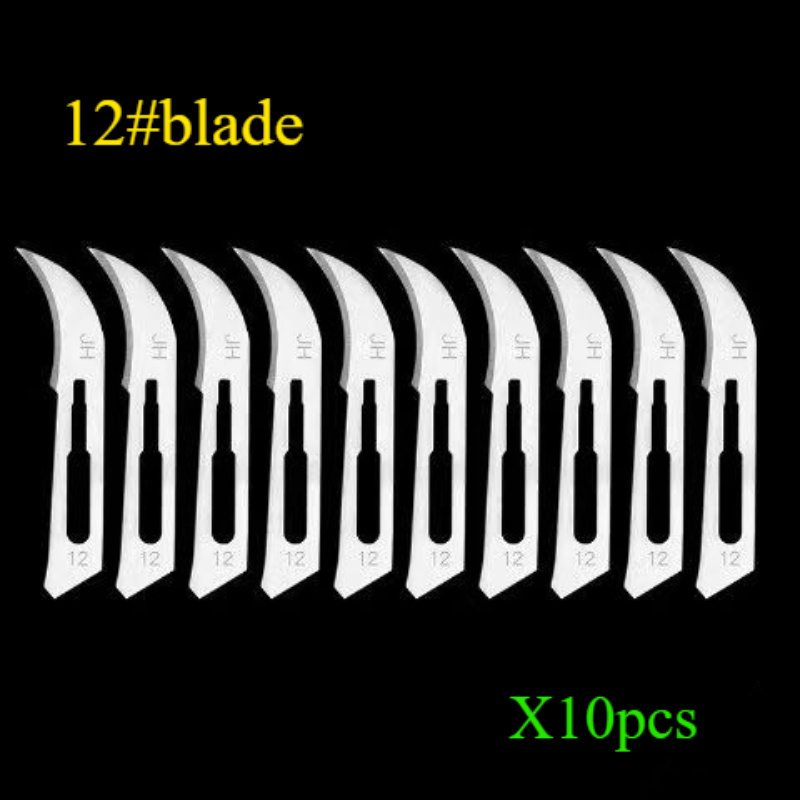 11개 세트의 정밀한 손질 나이프, 리트렉트되지 않은 손잡이, 탄소강 블레이드 11, 12, 15 - 수동 조각 및 pcb 수리 도구, 추가 날카로운 및 표준 블레이드