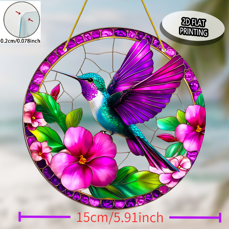TEMU 2d Flat, 2d Flat Plane, Hummingbird And Suncatcher, Garden Suncatcher, Tropical Wall Decor, Bird Decoration, Home Decor Accessories, Birthday