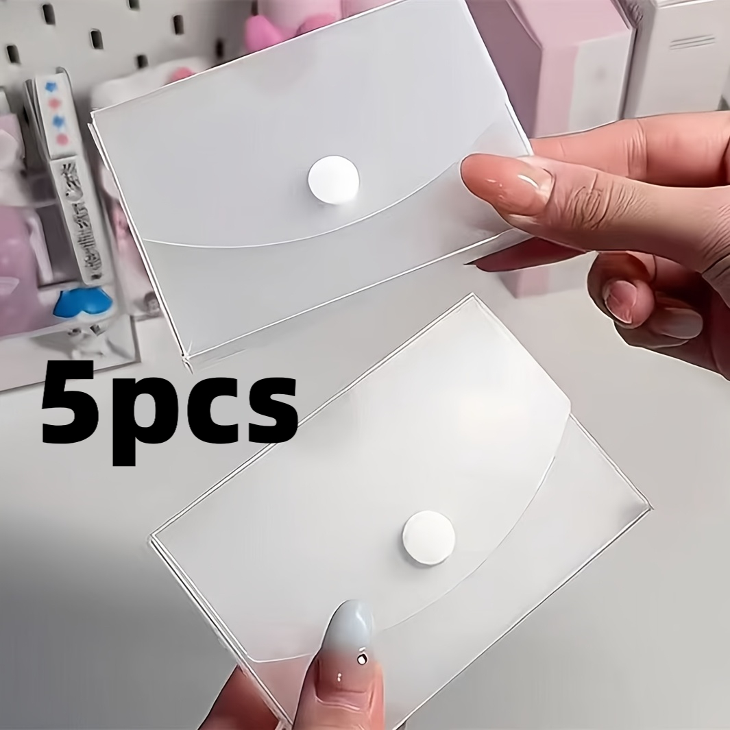 5pcs Matte Desktop Card And Sticker Storage Box,rounded Transparent Cover, Horizontal Orientation, Simple And Practical ,hand Account Sticker Storage Small Card Nail Sticker Storage Book