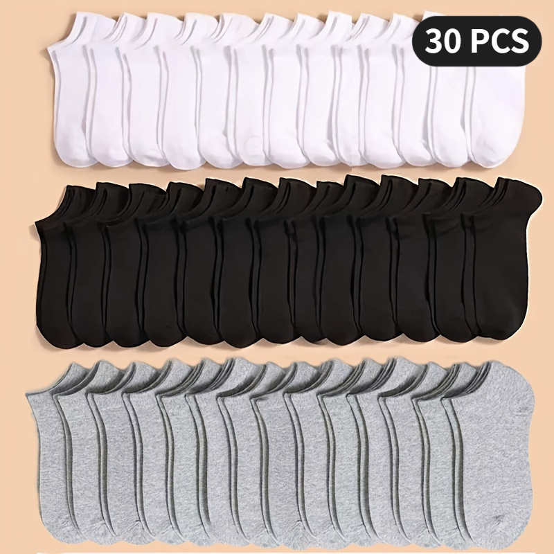 

30 Pairs Of Ankle Socks, Breathable Lightweight Solid Color Socks, Socks, Wicking Sweat, Lightweight, Sports And Wear