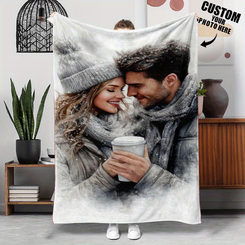 E-shop Personalisierte Foto-Tagesdecke. Exklusive weiche Flanelldecke für Paare, Familien oder Freunde. Gemütlicher Heimdecke. für Geburtstage,