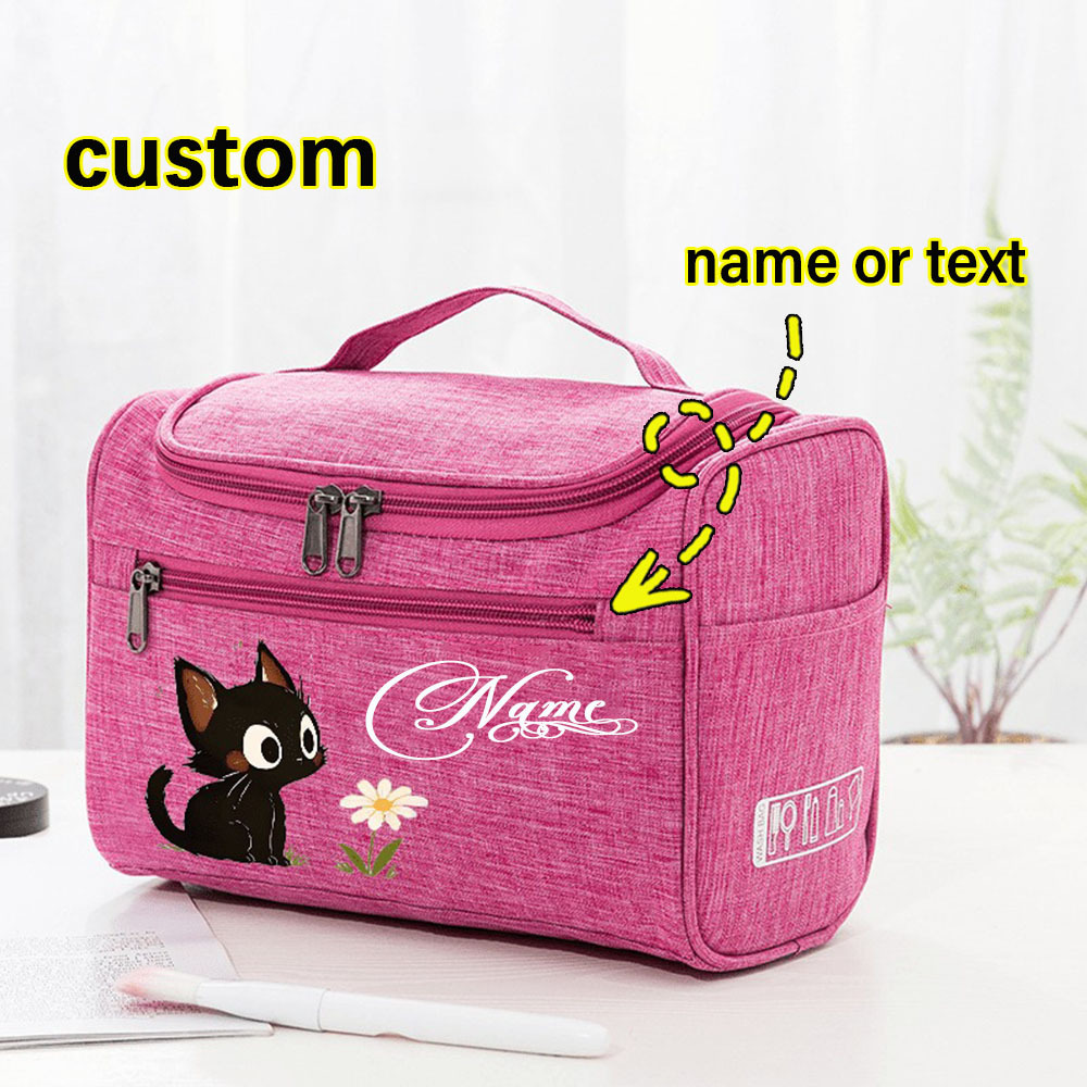 E-shop Personalisierbare Koffer für Kosmetiktasche im Katzen-Design | Eine robuste Make-up-Tasche mit vier Netztaschen, einem breiten