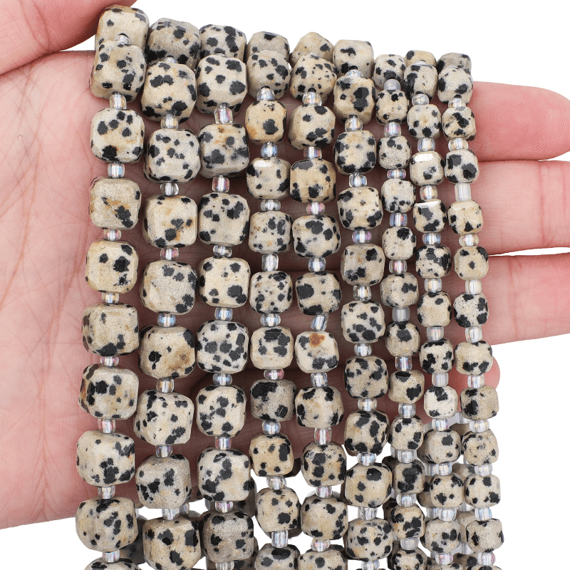 Beautiful Yellow Spotted Jasper Faceted Cube-Shaped Beads