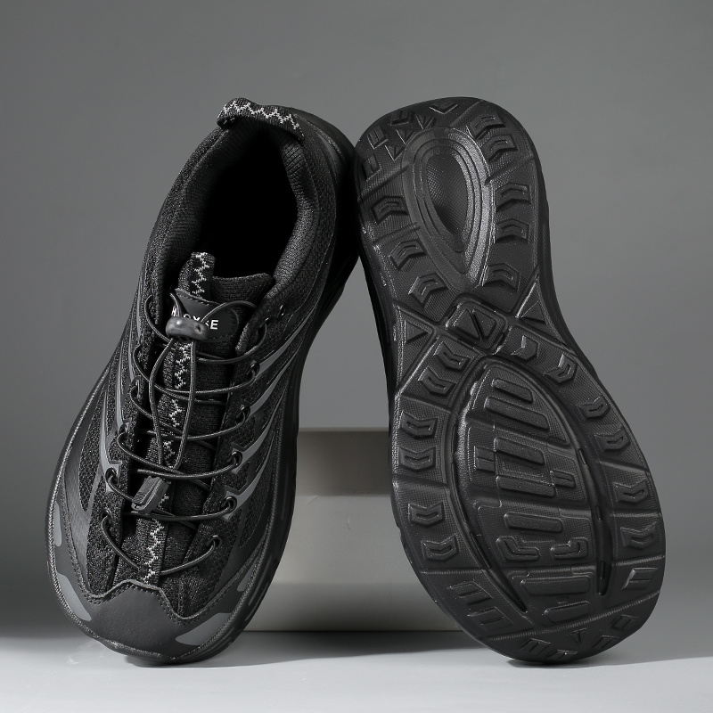 Men's Wide-Toe Colorblock Platform Sneakers with Elastic Laces
