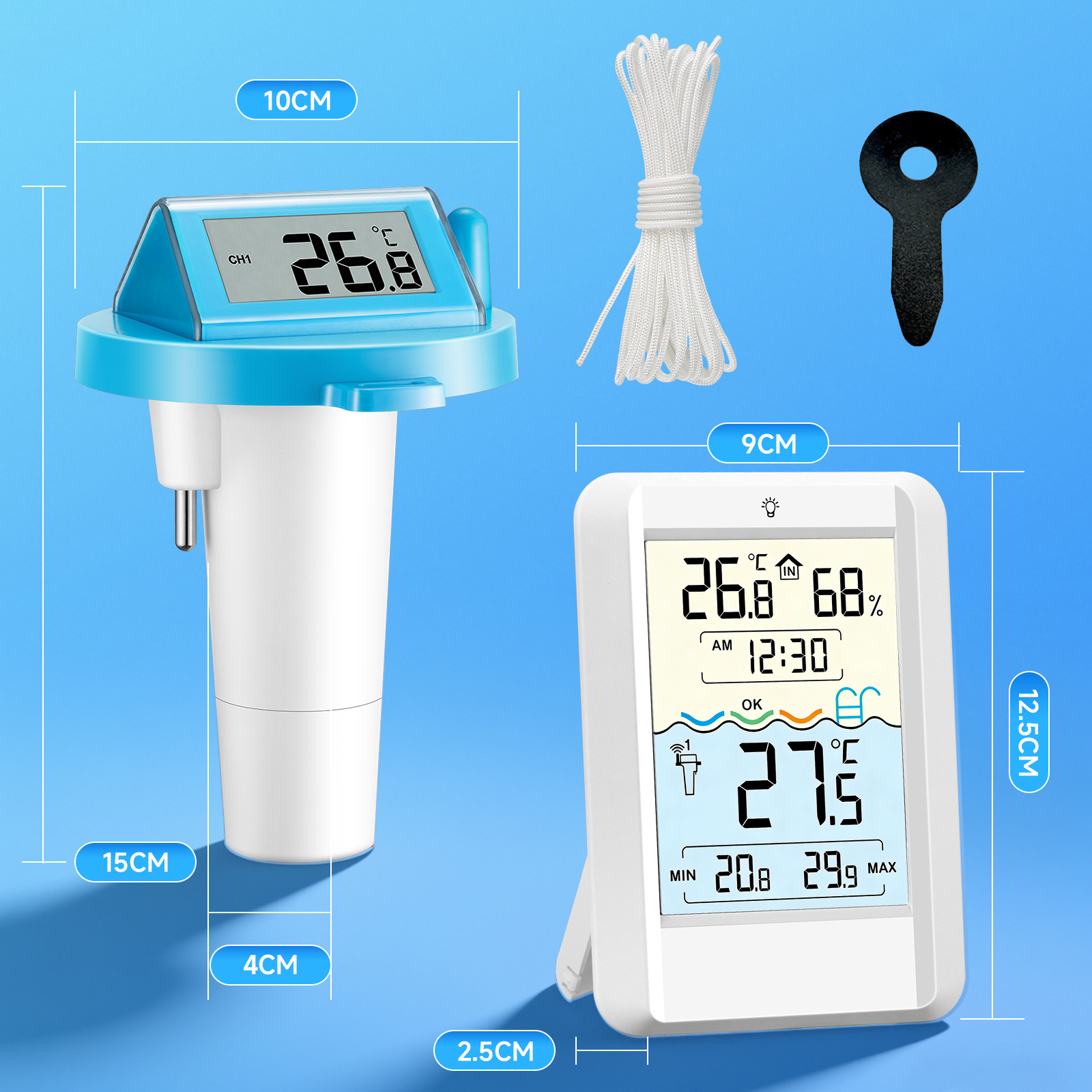 Digital Screen Swimming Pool Thermometer, Submersible, Wireless, Floating Pool Thermometer, Pond And Water Garden Thermometer, Suitable For Swimming Pools, Hot Tubs, , And Aquariums