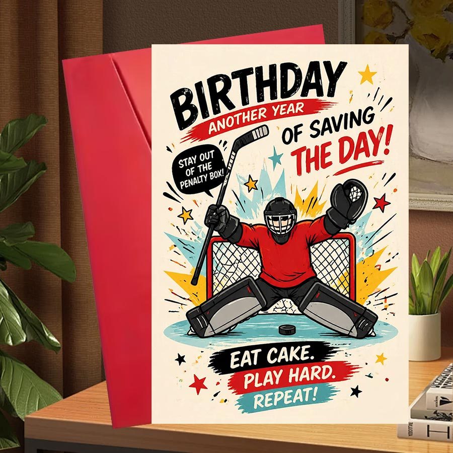 TEMU 1 lot Cadeau d'anniversaire pour le hockey - Adultes aimants : de but - Carte à thème pour ludique