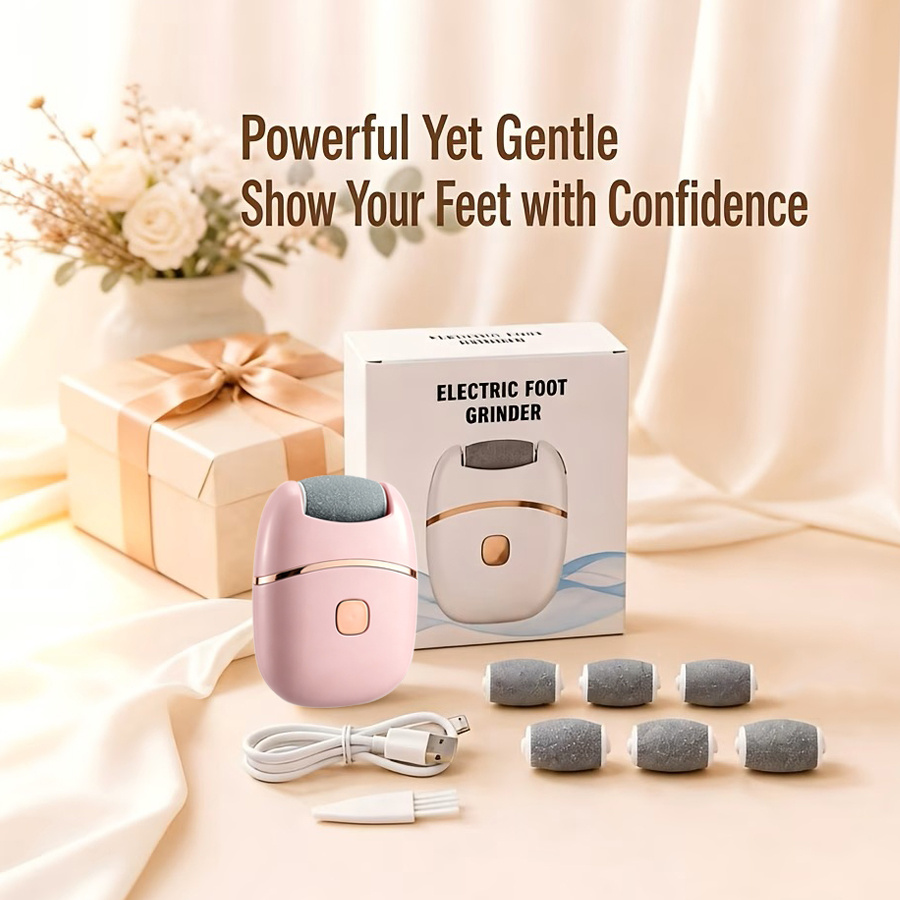 TEMU 3 Colors , Electric Foot Remover Set With 6pcs Replacement Grinding Heads, Electric Kit, Thick Skin Polisher, Compact And Portable Electric Foot
