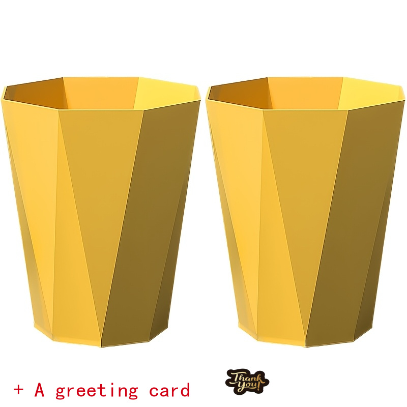 TEMU 2 Sets Of Nordic Style Octagonal Trash Cans, Geometric Plastic Waste Paper Baskets, Frosted Treatment, Open Top Small Trash Cans, Suitable For