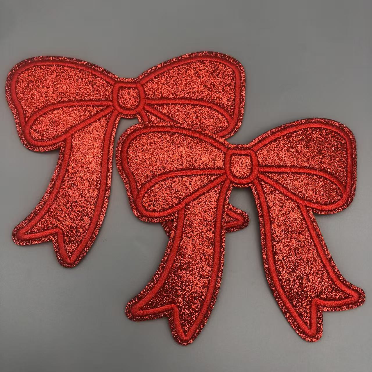 TEMU 2pcs Valentine's Day Red Bow Hot Melt Adhesive Embroidered Patches, Iron-on Sew On Appliques For Romantic Decoration