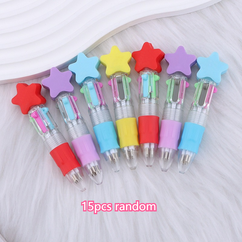 TEMU 15pcs Of Random--shaped Plastic Pens, -color Cartoon Pens, Suitable For School Activities And Birthday Parties, Party Gifts