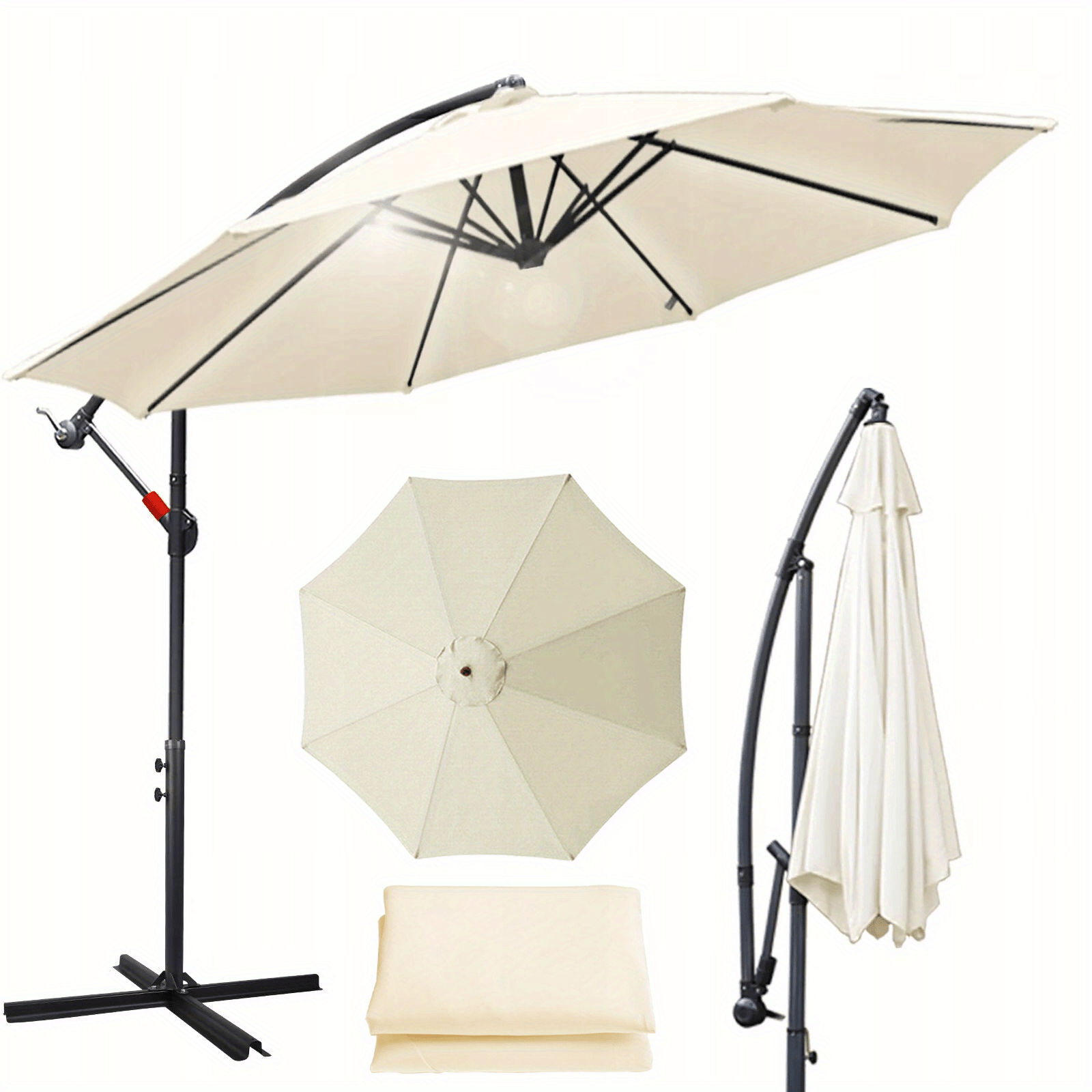 Replacement Canopy For Garden Parasol With 8 Ribs, Uv Protection Sun Shade Cover For Deck And Backyard, Canopy Only