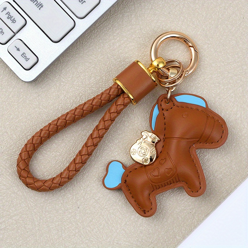 Pu Leather Braided Rope Ornaments Rich Keychain Cute Schoolbag Car Key Chain Handbag Pendant