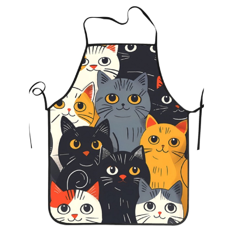 TEMU Delantal de 1 pieza con estampado de gatos, delantal sin para adulto, ropa de cocina para el hogar, accesorios de cocina, delantal de cocina