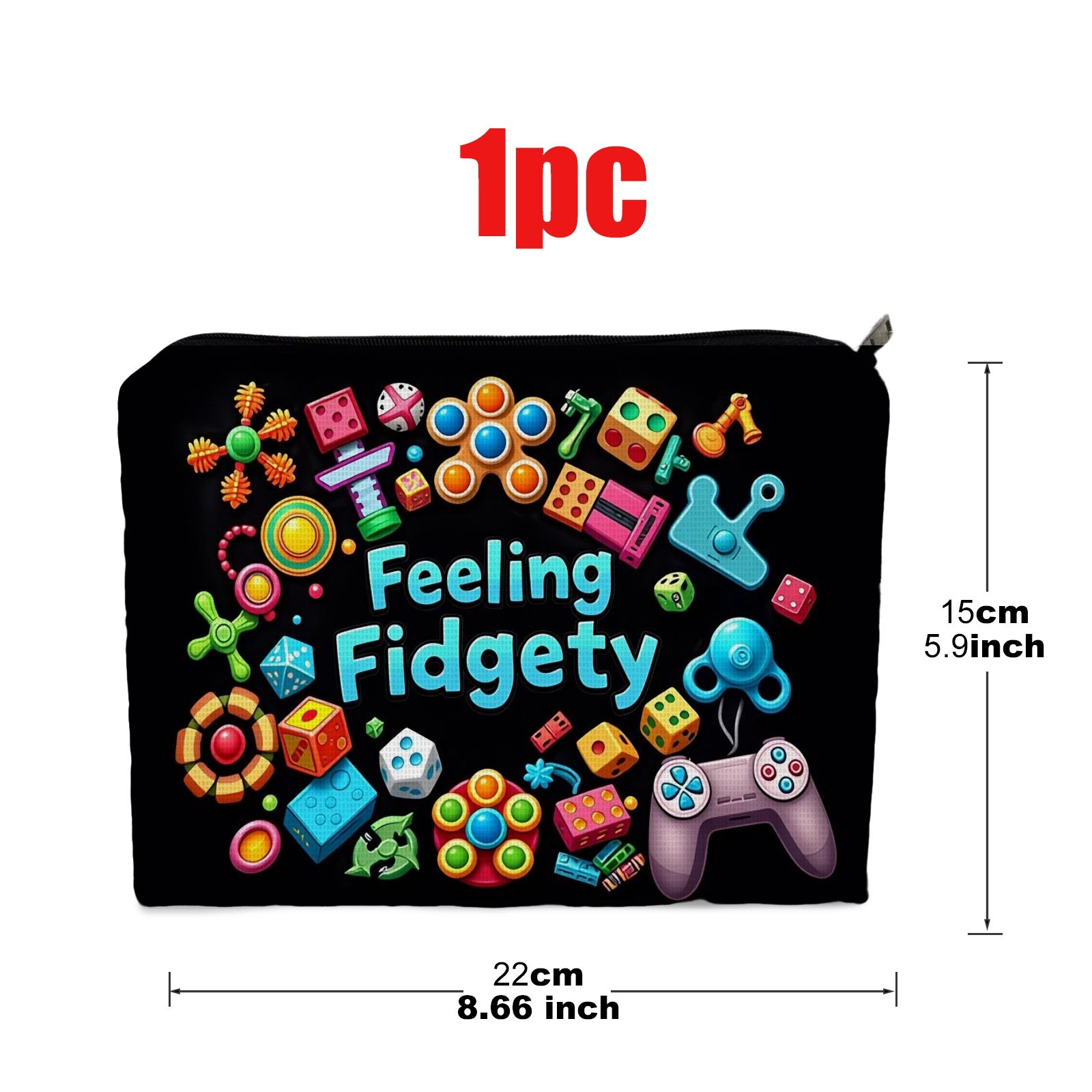 TEMU 1pc Double - Sided Cosmetic Bag, 5.9in*8.66in, Polyester Material, Vibrant Fidget Toys Design, Suitable For Organization, Travel & Outing Use,