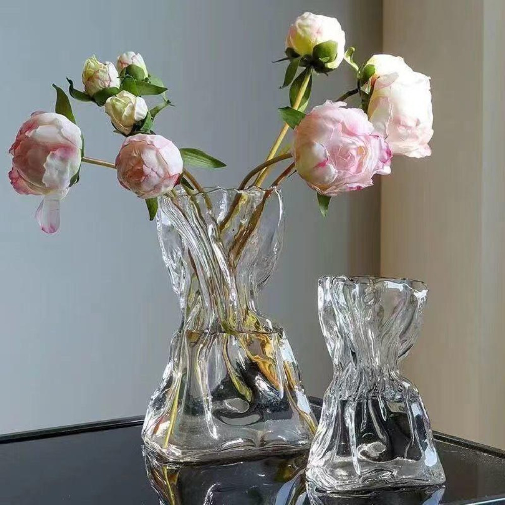 

1pc Ribbed Vase - Decorative Vase For , , , , , Housewarming - No Needed, Battery-free,