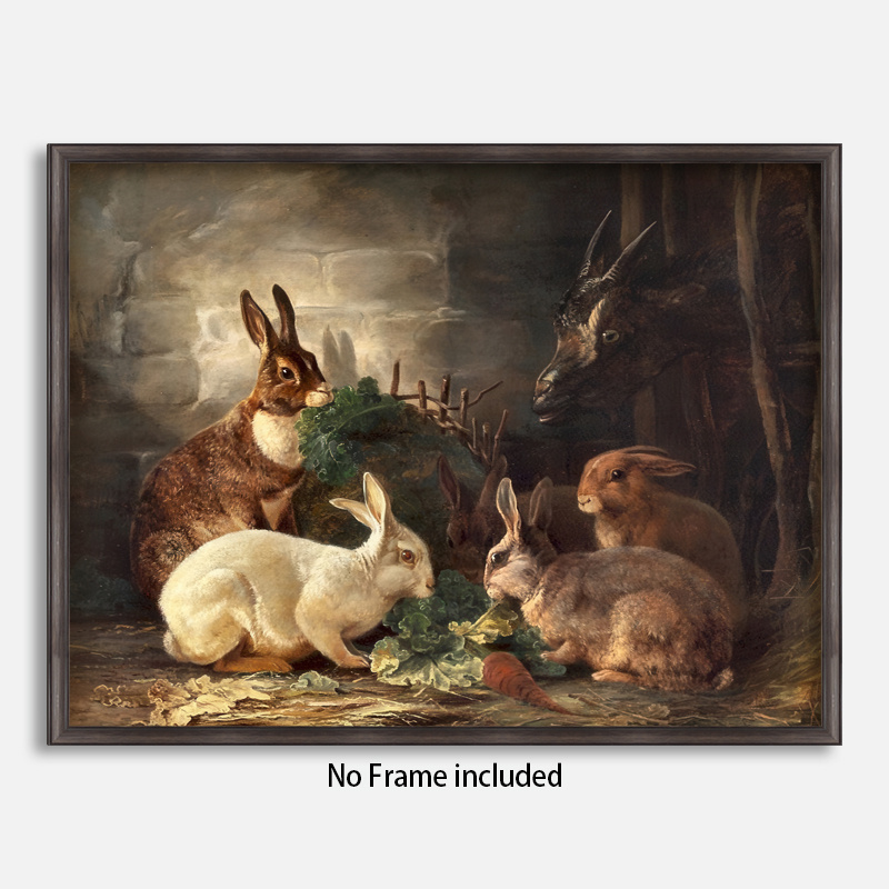 

Vintage Rabbit Canvas Art | Rustic Easter | Living Room, Bedroom, Cafe & Office Decor | 11.8x15.7 Inch