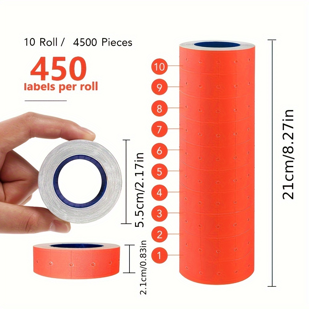 

10 Rolls Price Labels, 4500 Count, Super Paper Tag , Ink Rolls, For Mx-5500 Price Marker, Labeling And Color-coding, 8.27in X 2.13in