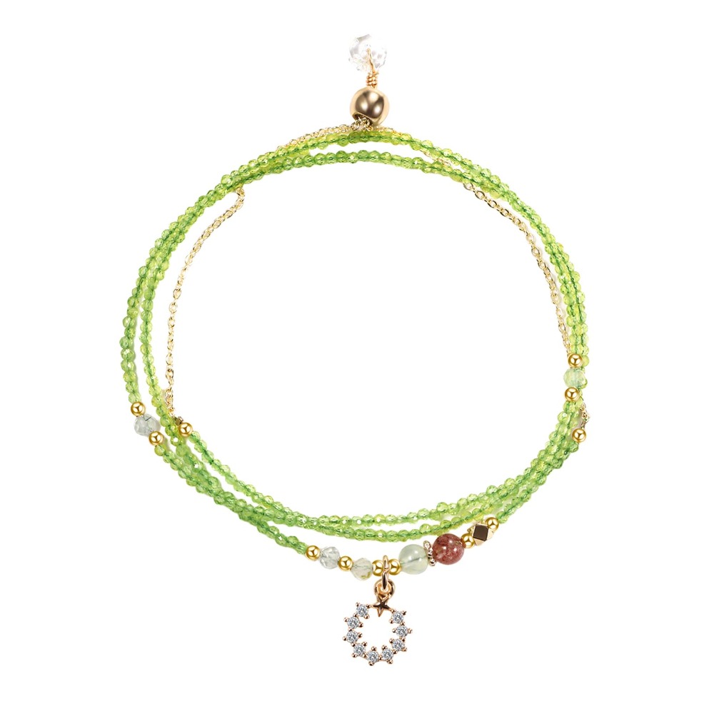 Jewelrywe Women's Natural Peridot Stone Bracelet - Adjustable Stretch Wrap With Natural Beads, Boho- Jewelry For Summer Beach Wear, Elegant Gift For Christmas & Daily Accessory (natural Stone Beads)