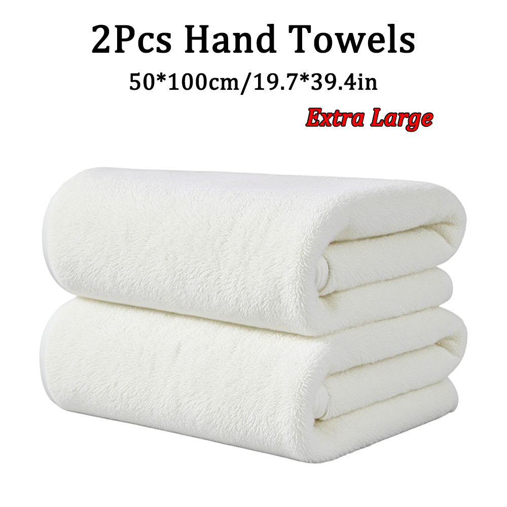 TEMU 2pcs Microfiber Towel Set, 50 X 100 Cm/19.7 X 39.4 Inches, Solid Color Multiple Color Options, Pink Towel And Blue Towel, Absorption And Quick