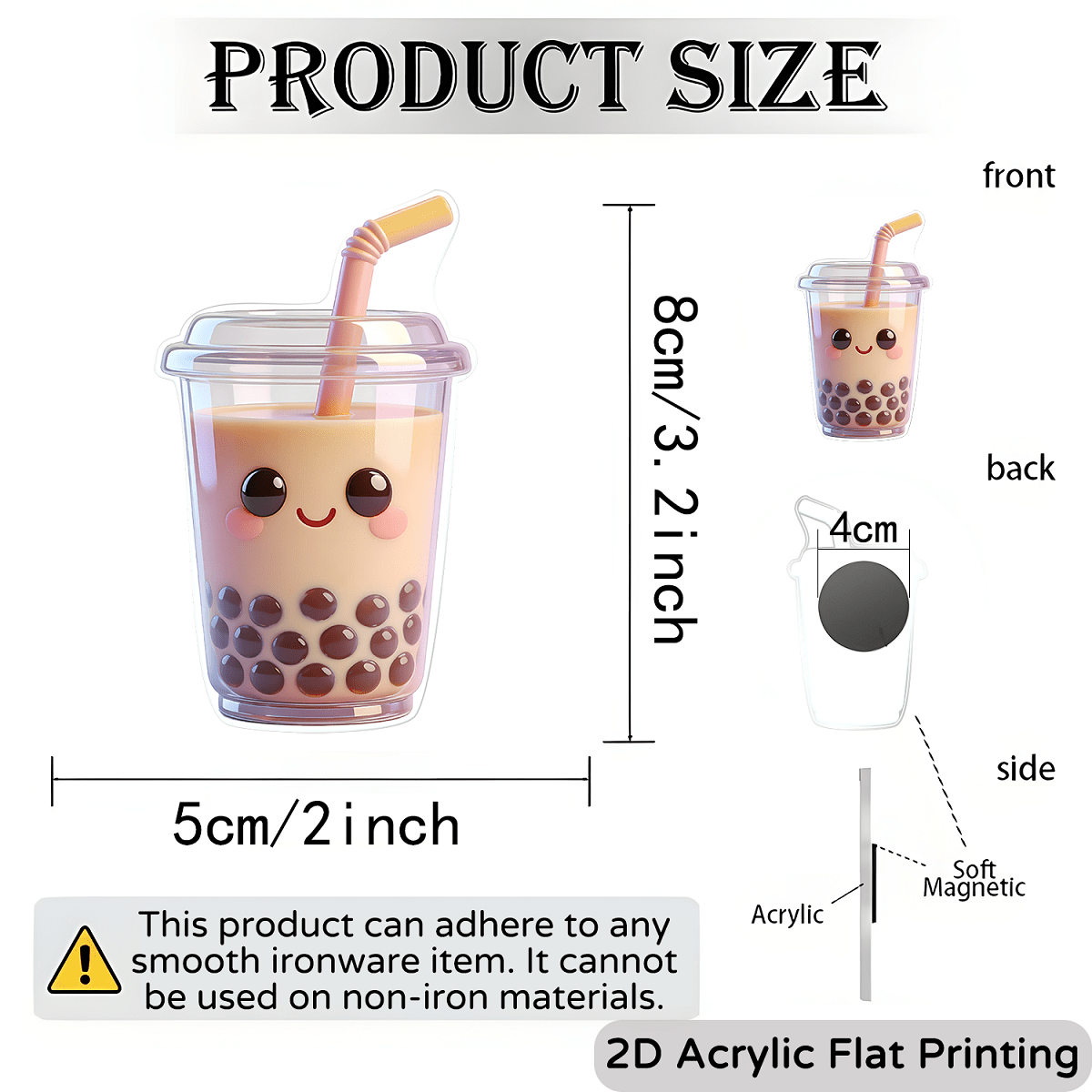 TEMU A Cute Milk Tea Fridge Magnet, Suitable For Food Lovers - An Acrylic Fridge Magnet With A Milk Tea Cup Design, Refrigerator Decoration,