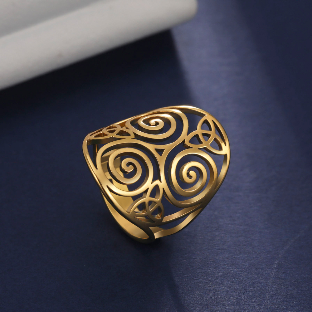 Adjustable Triskelion Amulet Ring, Bohemian Celtic Knot