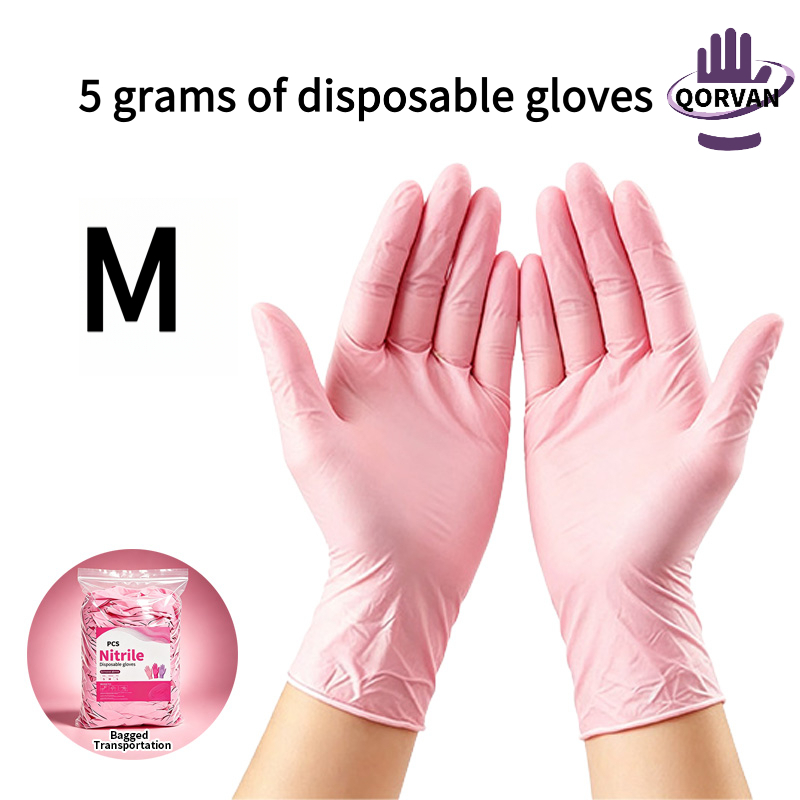 TEMU Classic Nude Pink 45pcs Disposable Nitrile Gloves, Home Cleaning And Housekeeping, Bathroom Disinfection, Unisex For Hands, Daily Dishwashing