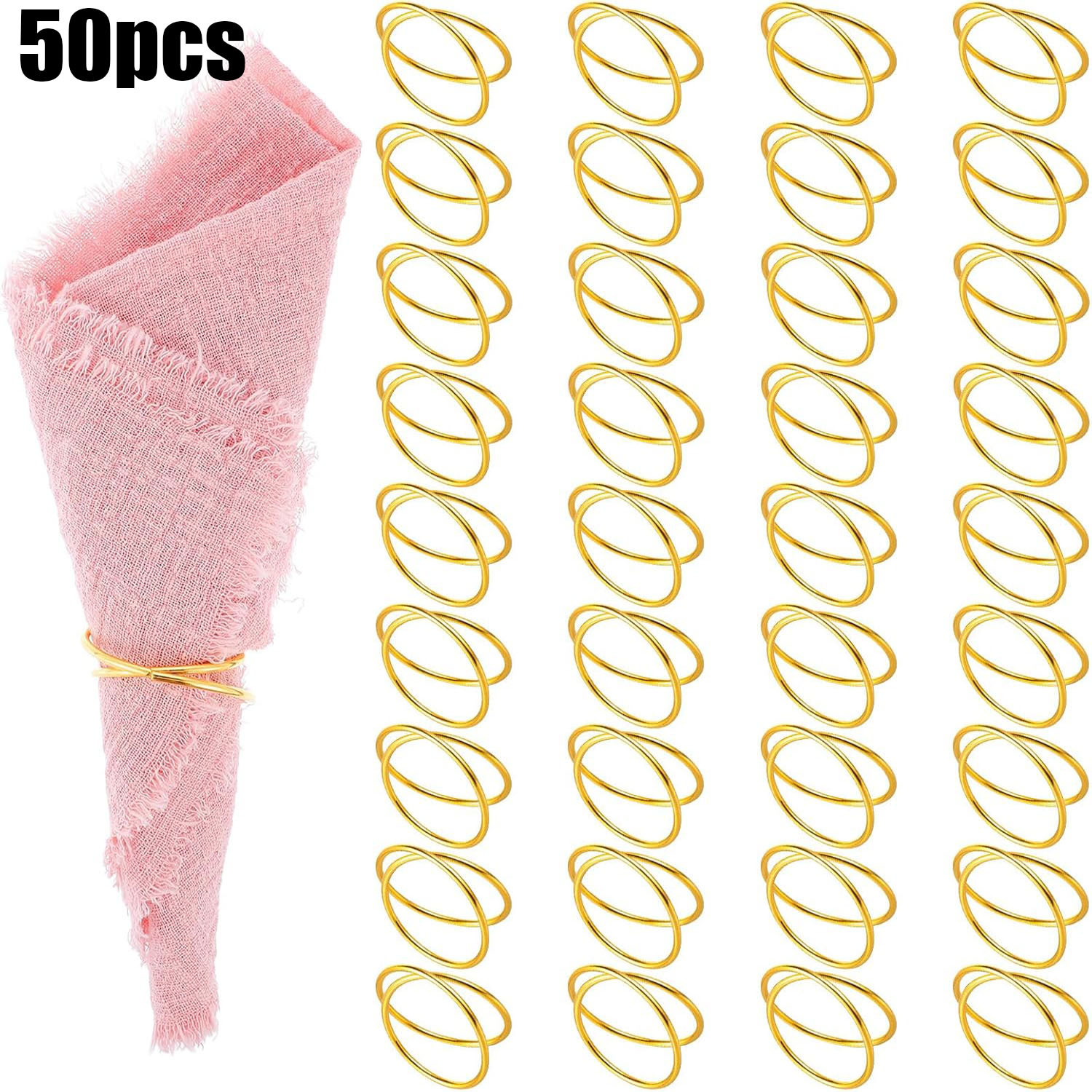 TEMU 50pcs Golden Napkin Rings Bulk Metal Spiral Napkin Rings Napkins Holders Buckles For Family Dinner, Wedding, Party, Table Decorations