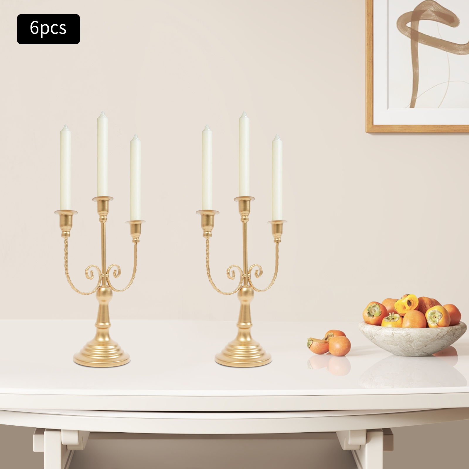Image of 6pcs 3 Retro Candlestick-golden. Is To Life And A To The . With Our Retro Candle Holders, You Can Enjoy Candlelight Dinner, Ambient Room