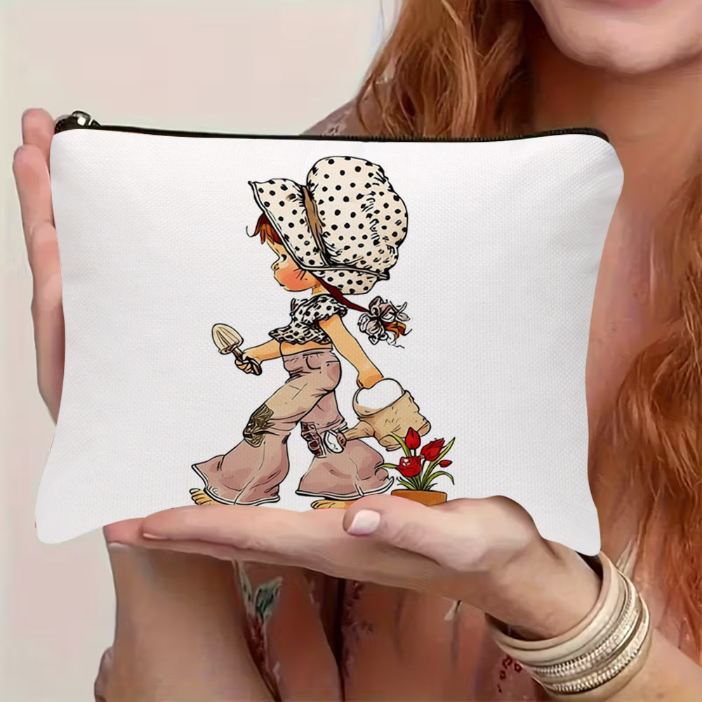 TEMU Trousse de maquillage 1 pièce à imprimé Kay, pochette à cosmétiques avec fermeture éclair, trousse de maquillage de voyage, cadeau pour sœurs,
