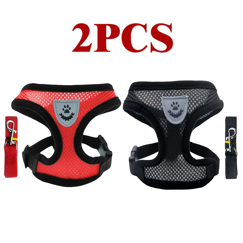2-pack For Dog & Harness - Adjustable Chest Leash Collar Harness With Comfortable Walking Vest, Outdoor Harness For Small Medium , Daily Wear (hand Wash Only) -