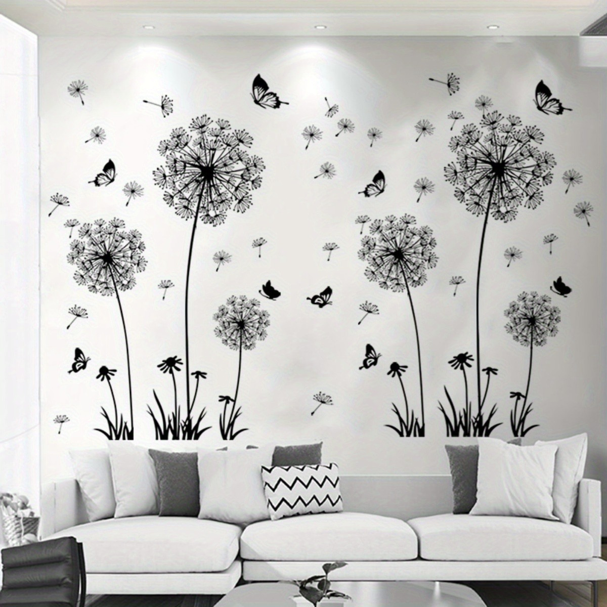 

2 Sets Dandelion Wall Decals Flower Stickers Murals Butterflies Wall Decor For Bedroom Office Bathroom Living Room Floral Wall Decals Removable Decoration Room Wall Decor