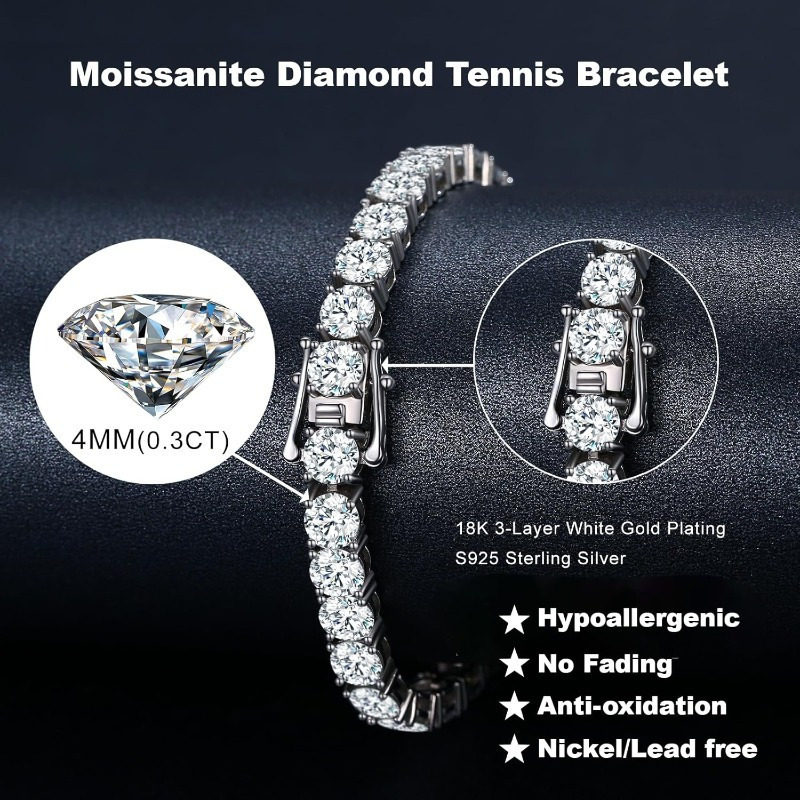 luxury moissanite diamond     14 carat lab   925 silver platinum plated hypoallergenic anti fading nickel lead free unisex perfect gift for   special occasions details 0