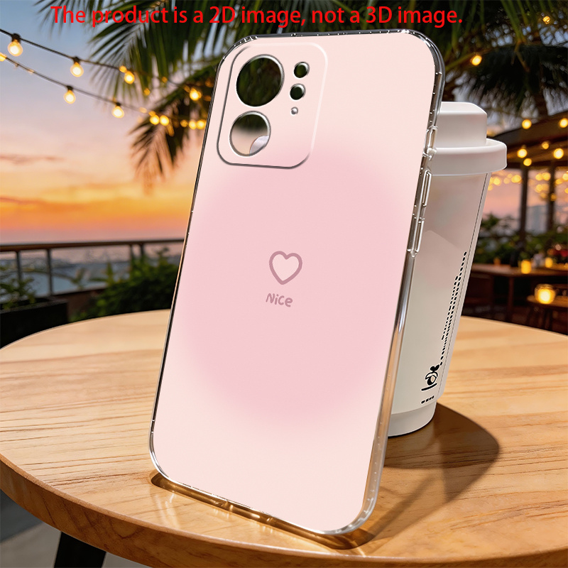 Etui na telefon - Minimalistyczne, 2D płaskie etui w kształcie serca, różowe, do Motorola G05 8 10 13 14 15 24 30 31 35 42 50 52 53 54 55 56 62 60 60S 64 72 73 75 82 84 85 G86 G100 E7 13 15 20 22 E32 Stylus Power Play Edge Series Ins, ochronne etui, minimalistyczna moda Mot