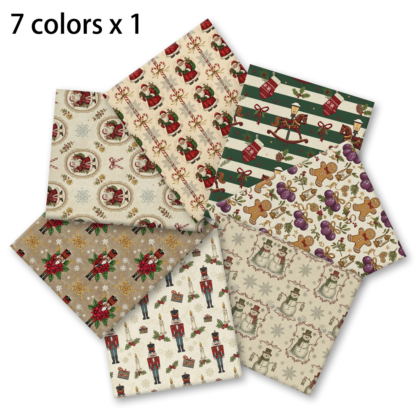 TEMU Conjunto de patchwork navideño retro americano para pastel de 7 capas, 7 piezas: Papá Noel, de la , carrousel, y , hombres de jengibre con y