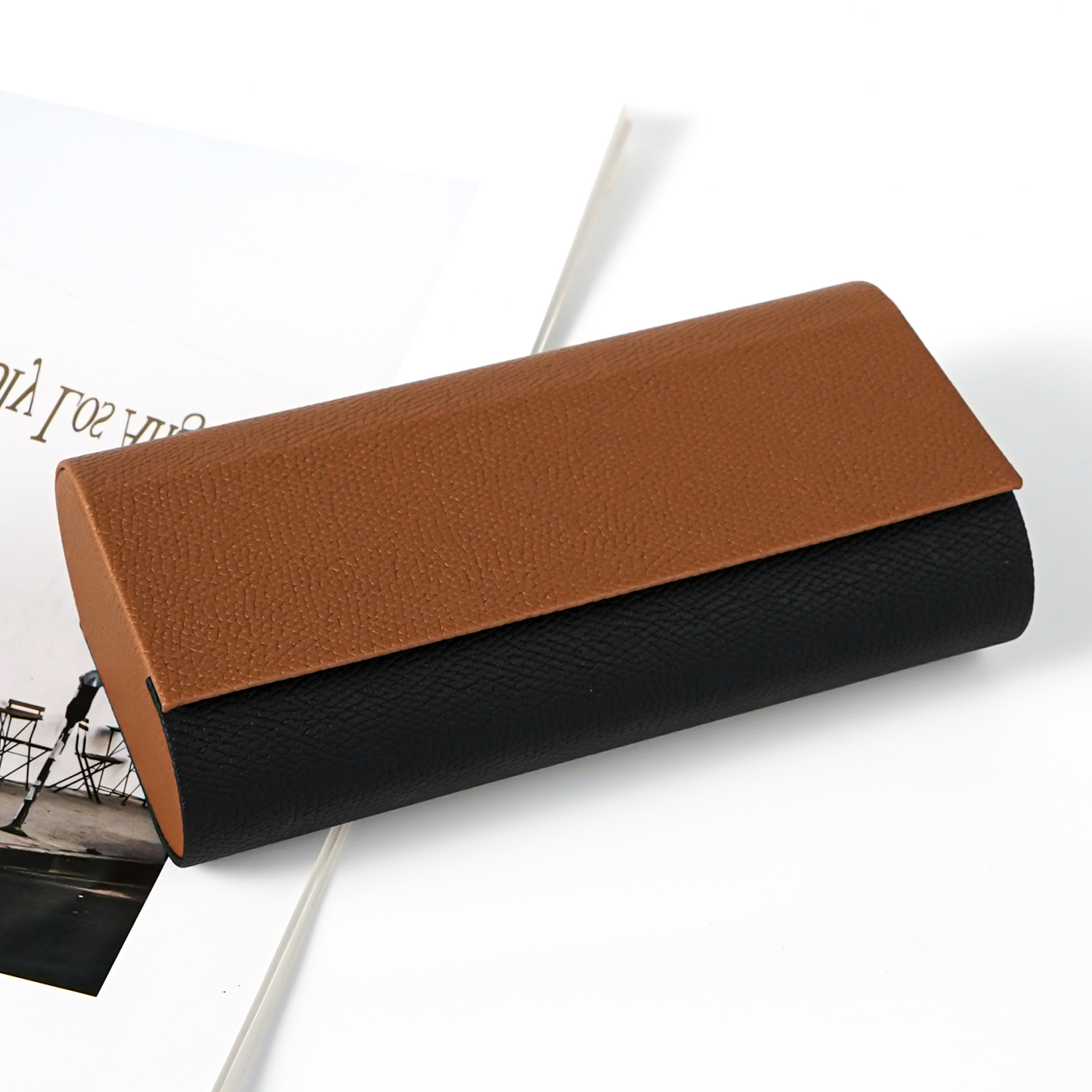 Image of Double Layer Eyeglass Case - Durable Faux Leather, Portable Stylish Eyeglass Holder, Magnetic Closure Can Holds Of Glasses, Eyewear Case For Men Women