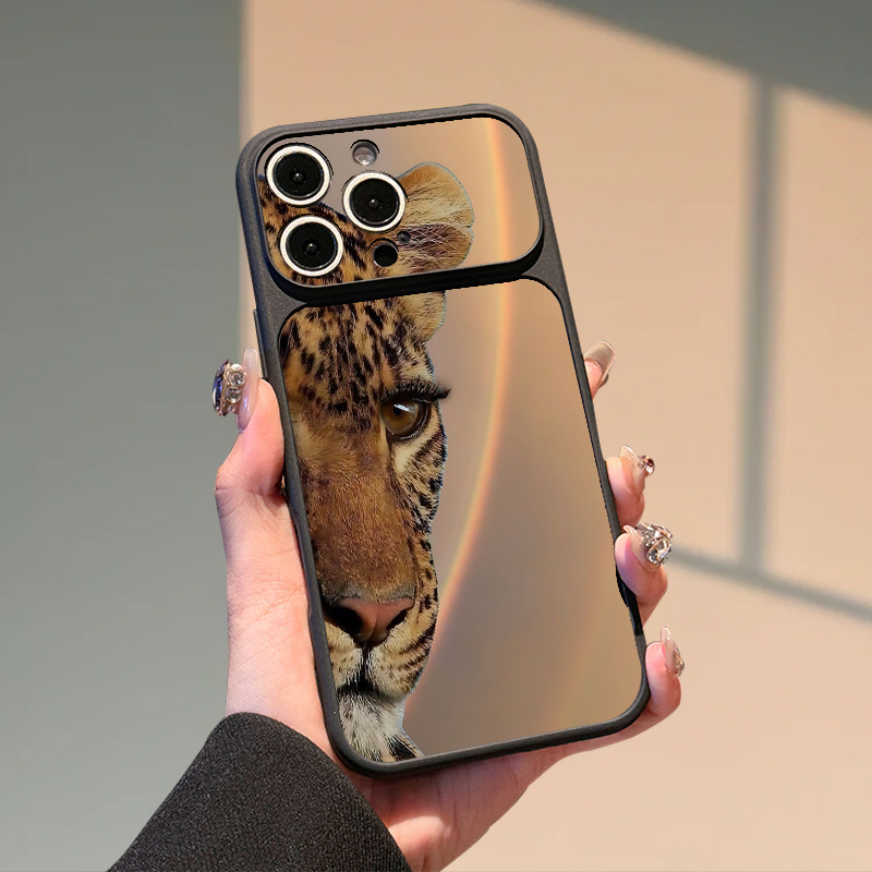 TEMU Phone Case - Uv Printed Phone Case With A Mirror End And Leopard Design, Compatible With For 17promax, 17pro, 17, 16promax, 16, 15, 14, 13, 12,