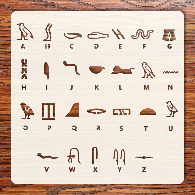 TEMU 1pc Calligraphy And Painting Stencil, Size 6x6 Inches. Cut-out Pattern Painting Stencil Made Of Polyethylene Terephthalate Plastic, Egyptian