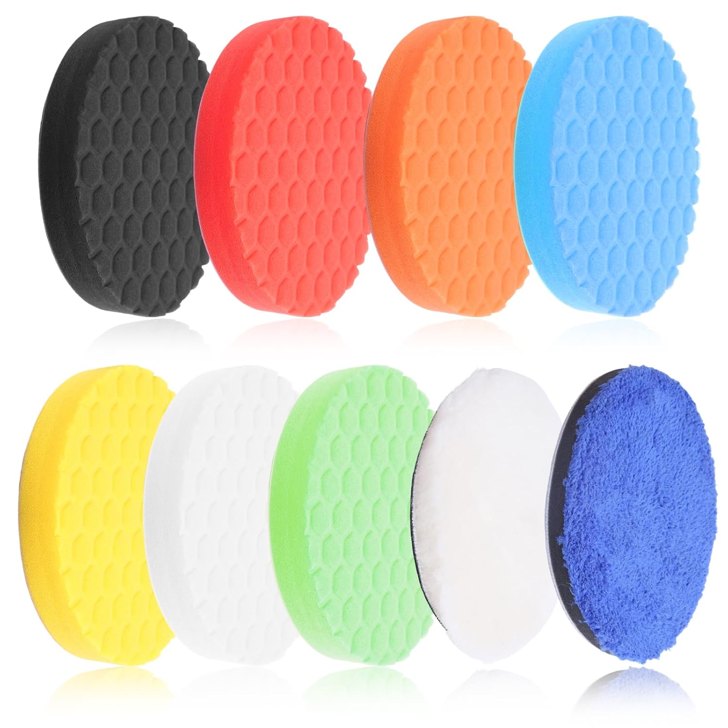 E-shop 9-teiliges 150 mm Autopolierscheiben-Set, 6-Zoll-Schwamm- Polierscheiben für Poliermaschine, austauschbares Autopolier-Set für Auto, Möbel,