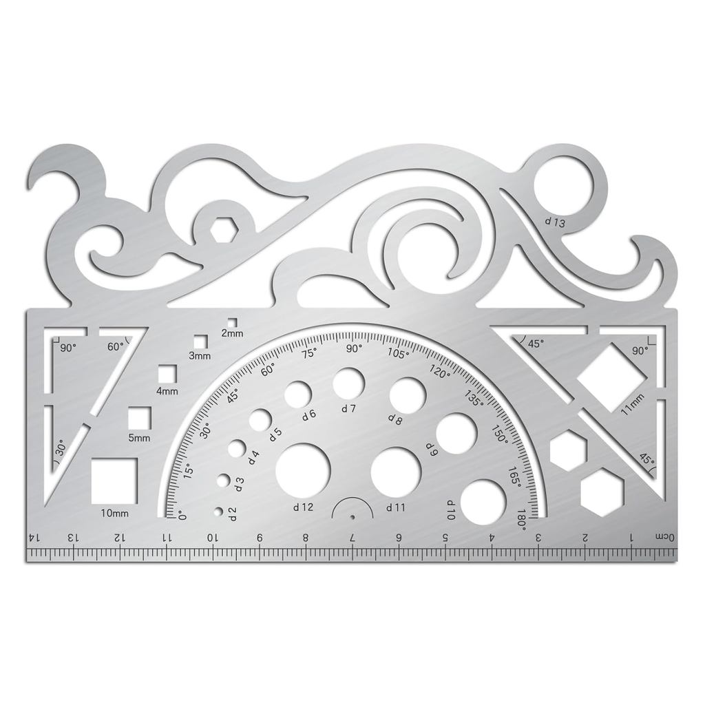 TEMU 1pc Acrylic Curve Ruler, Drawing Template Protractor, Stencil Ruler, Suitable For Leather Sewing Diy Craft Materials