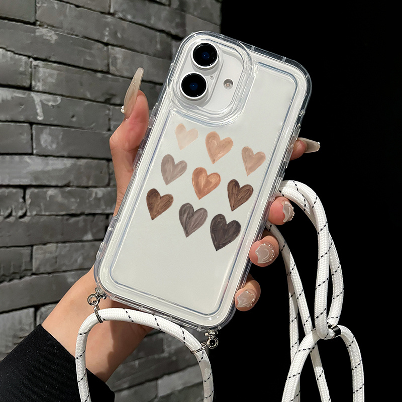 CaseLover Cover compatibile con iPhone 16 Pro con Cordino, Custodia con Laccio Collana Regolabile Morbida TPU Silicone Case con 2 Pezzi Vetro Temperato Antiurto Protettiva Cover, Verde scuro